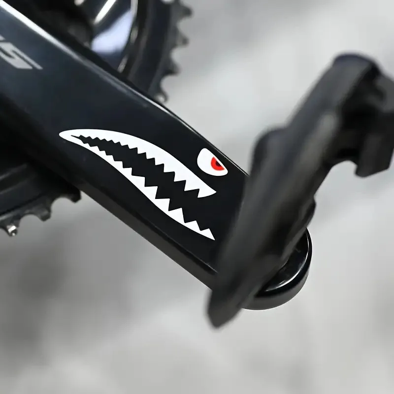 

1SET Shark Mouth Teeth Vinyl Decals Set Multicolor Waterproof for Bike Crank Moto Decor