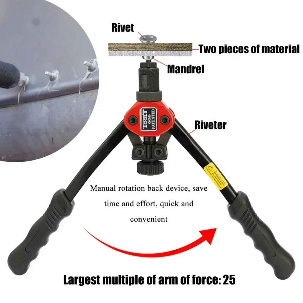 Riveting Nuts Labor-saving Nut 12in Rivet Machine Double Riveter Hand Manual With Rivets Insert Guns Threaded Tools