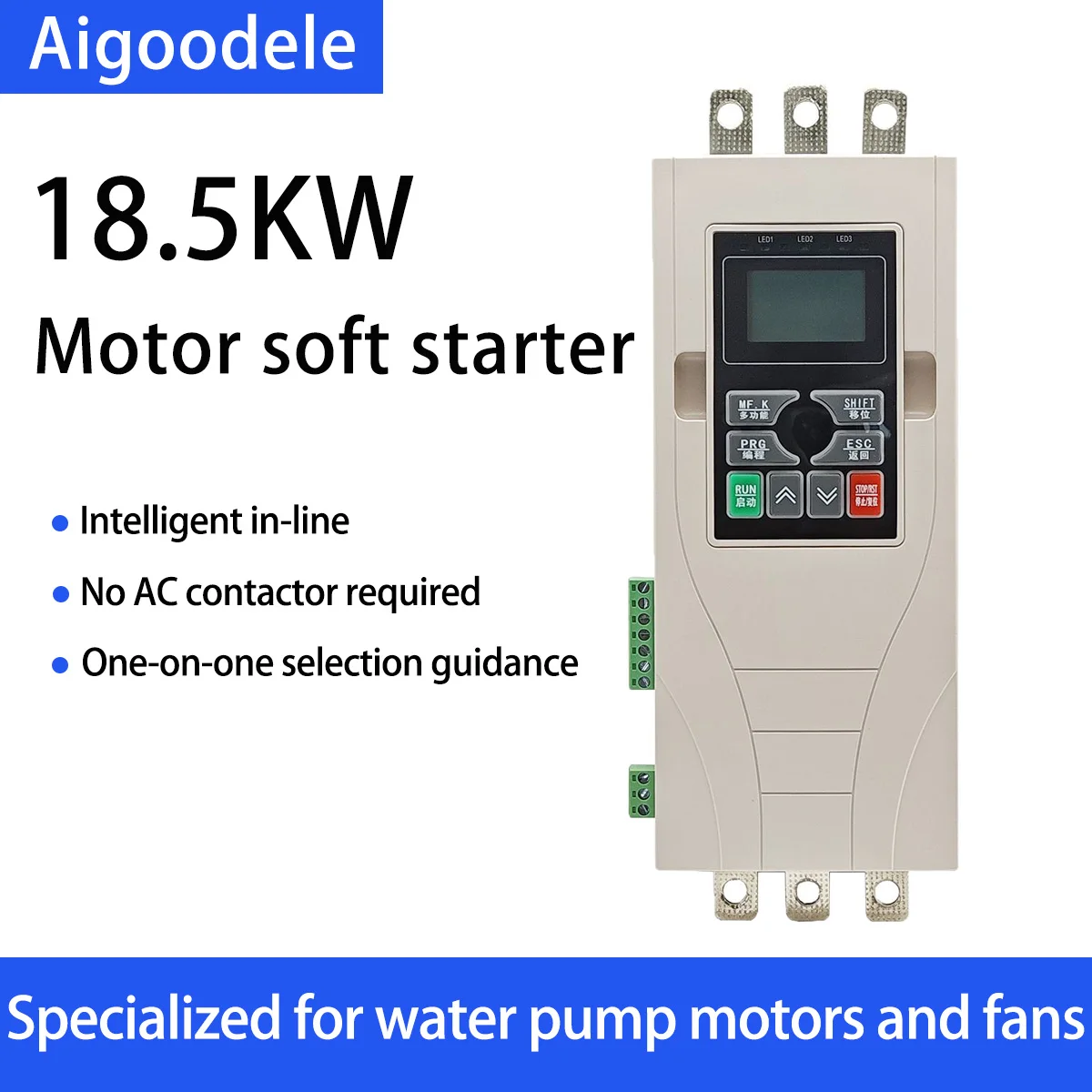 

18.5KW Online Soft Starter Three Phase 380V Motor Smooth Start Programmable Brake Stop Soft Starter AC Motor Controller