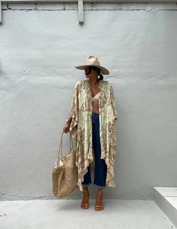 

New Arrival Long Rayon Beach Cardigan Kimono Robe Summer Kimono Outdoor Woman Beach Dress Premium Design Women's Kimono Cardigan