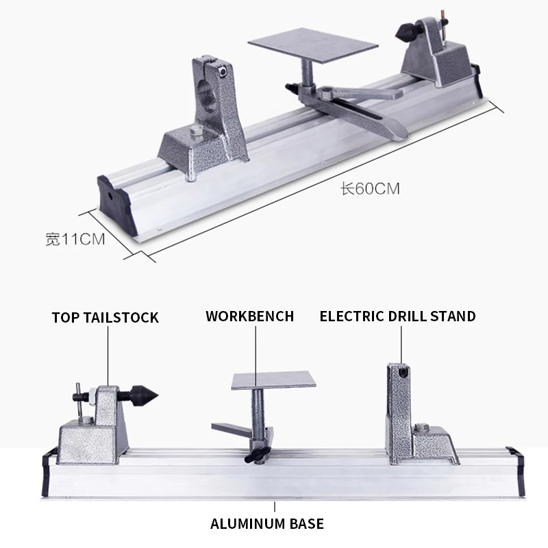 60cm Bench Wood Lathe Milling Machine Woodworking Hand Drill Grinding Cutting Drilling Polishing Tool