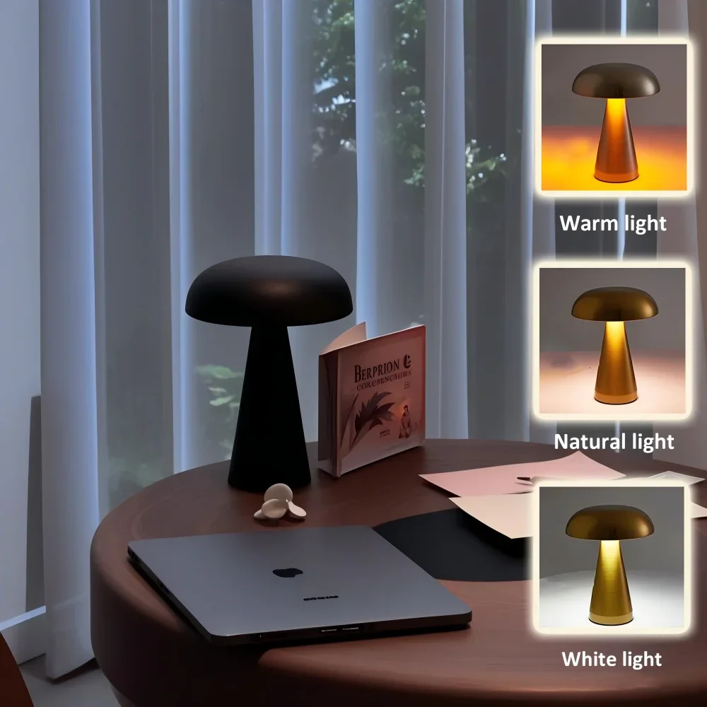 Classic Mushroom Table Lamp, Modern Art Decoration Lamp, Light Luxury Style Bedroom Bedside Lamp, Iron Art Premium Ornament