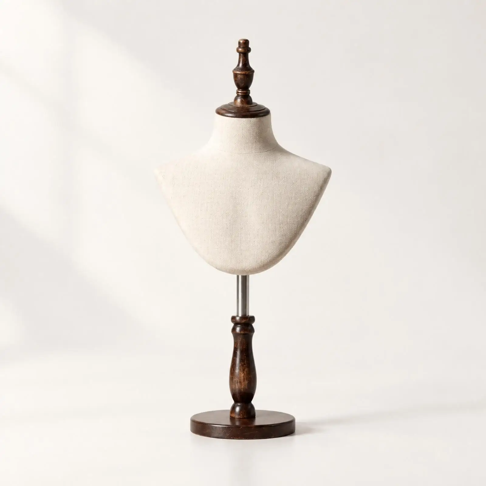 Necklace Display Mannequin Stand Padded Bust Jewelry Holder with Round Base Adjustable Height for Countertop Boutique Display