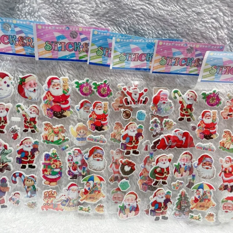 10pcs Christmas Series 3D Puffy Bubble Stickers, Santa Claus Themed Decals for Holiday DIY Craft and Festival Decoration