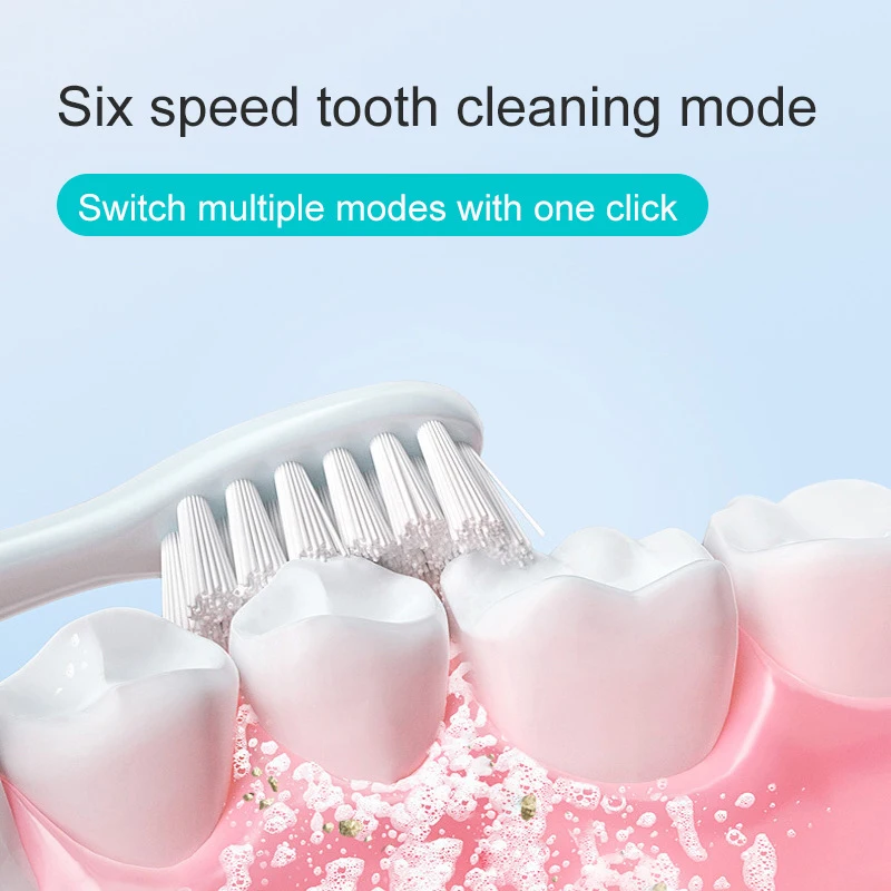 Звуковая электрическая зубная щетка, водонепроницаемая перезаряжаемая электрическая зубная щетка с 8 мягкими насадками, умная зубная щетка для чистки зубов