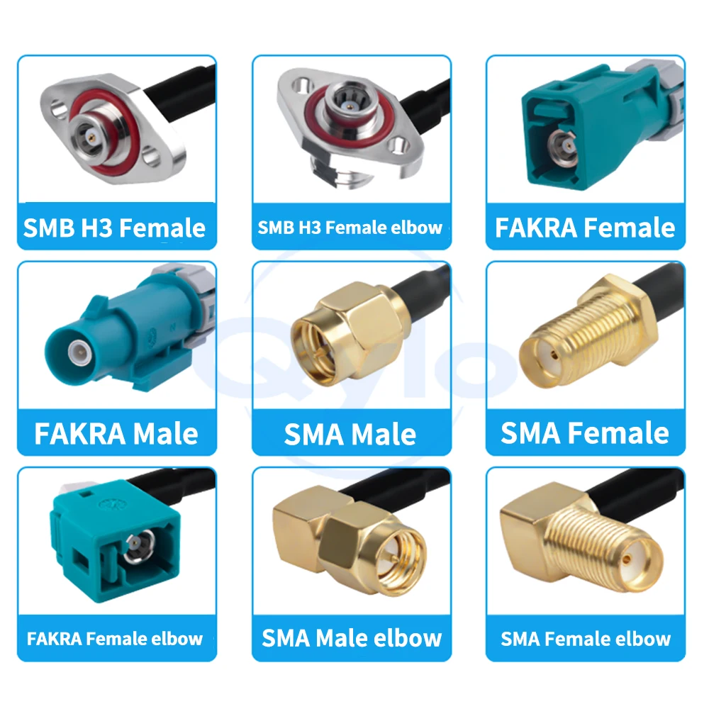 1 pcs SMB H3 to FAKRA Waterproof Male/Female Connectors with RG316 Silver-Plated Cable Vehicle 360-Degree Panoramic Camera Cable