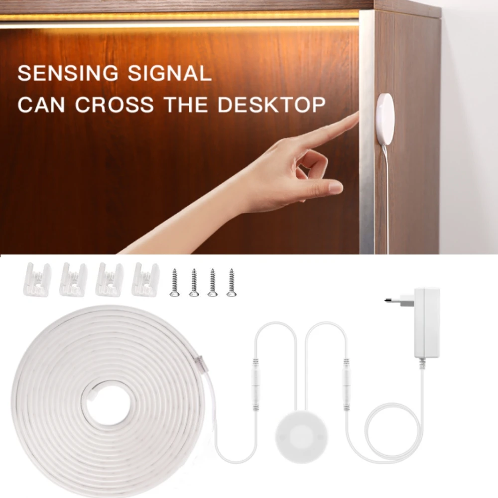 Hand Scan Touch Sensor Dimmable LED Strip Light Neon Sign 5V 12V Smart Penetrable Wood 6X12MM Kitchen Cabinet TV Backlight Lamp