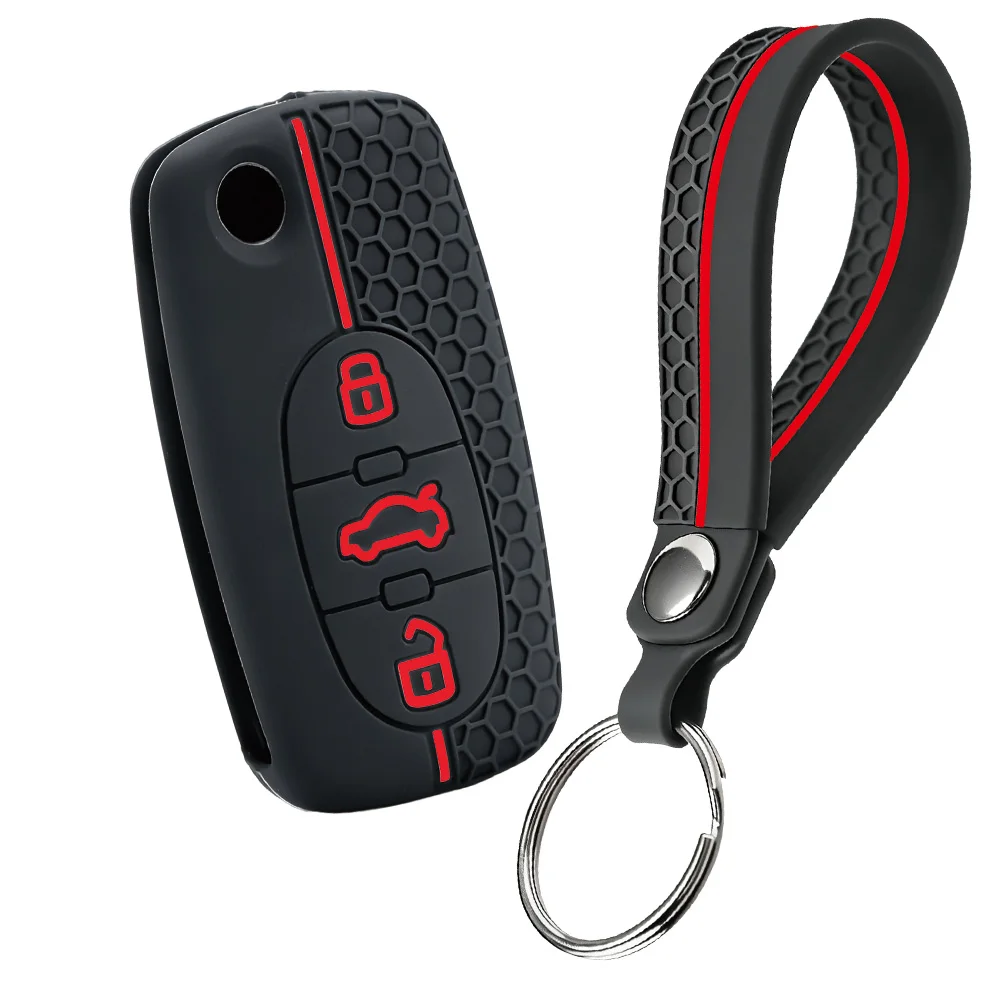 Silicone Keychain For Audi A1 B6 A6 C5 A4 B5 TT 8N A2 A3 Cover Organizer Key Shell Car Key Case Folding Remote Holder
