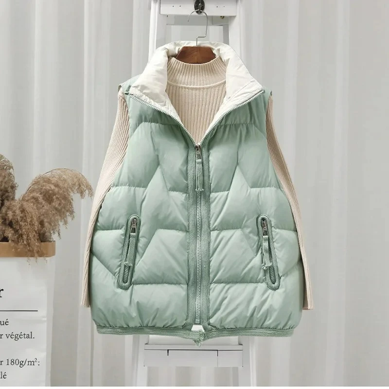 

Winter Sleeveless Jacket Female Down Vest 2025 New Duck Down Puffer Waistcoat Ultra Light Winderproof Outwear Women Gilet