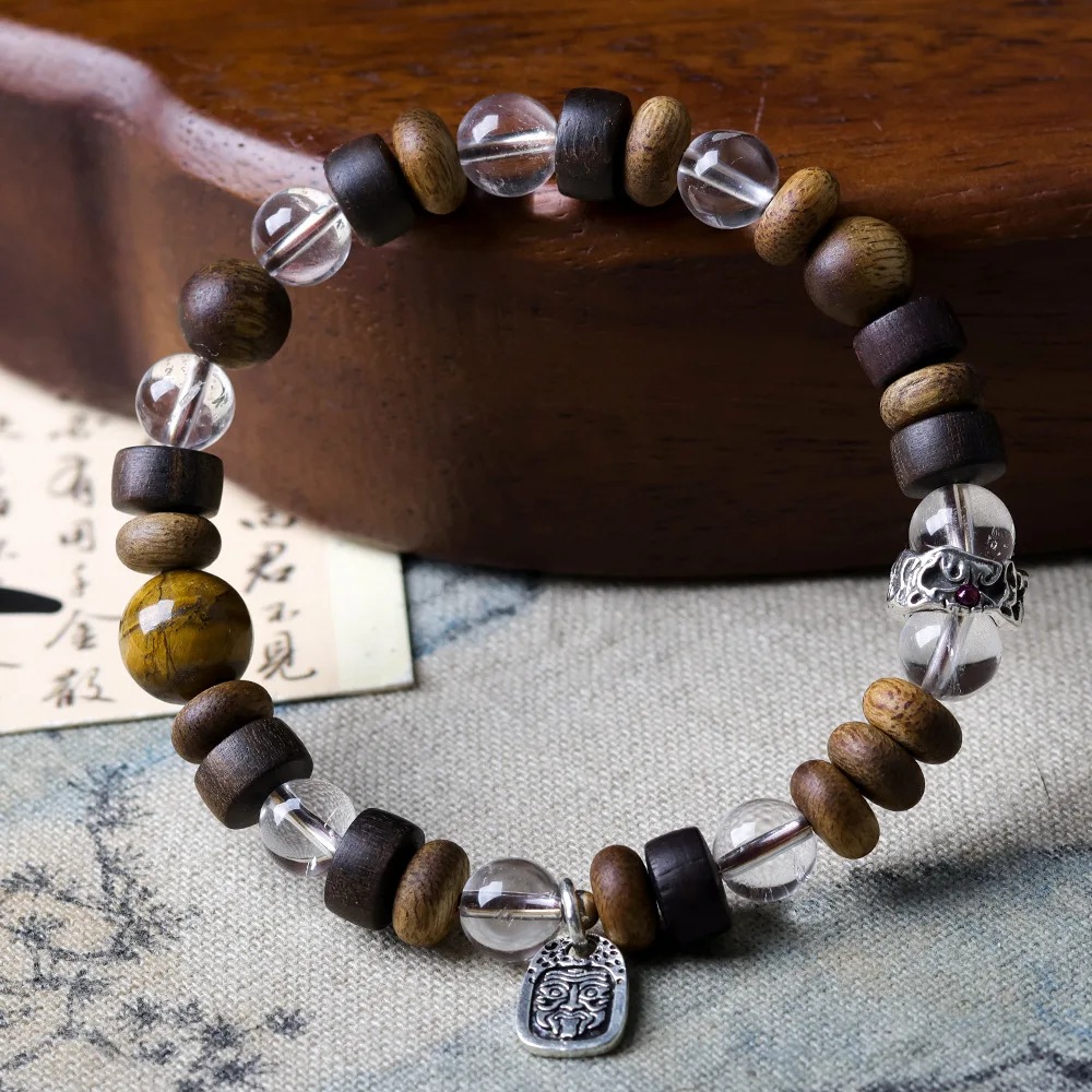 

Huang Qinan agarwood tiger eye stone bracelet original for both men and women Chinese style cultural and artistic bangles for