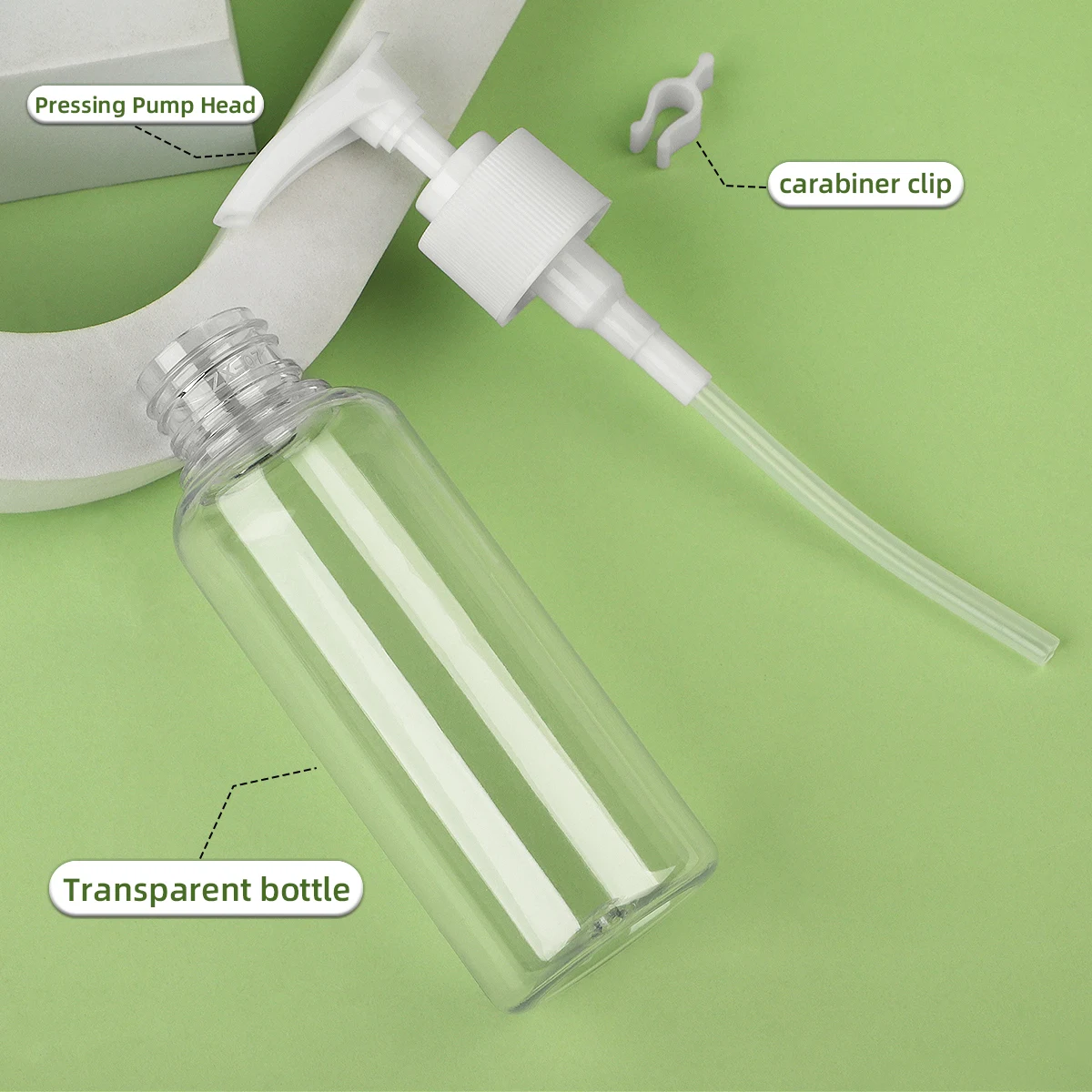 5개 100ml 두꺼운 플라스틱 투명 버클 펌프 압출 병, 샴푸 샤워 젤 등