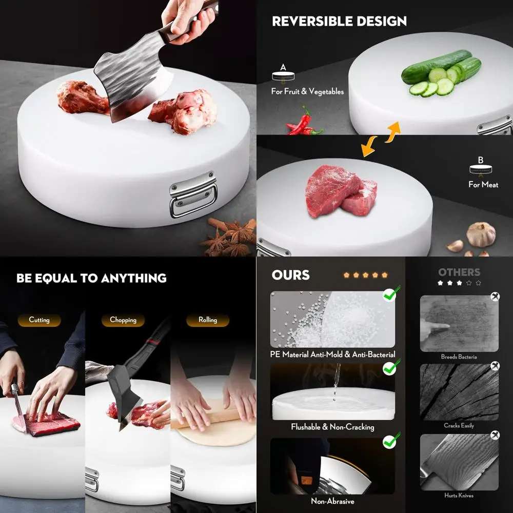

Large 15x15 Inch Thick Plastic Cutting Board for Kitchen, Ideal for Chopping Meat and Bones