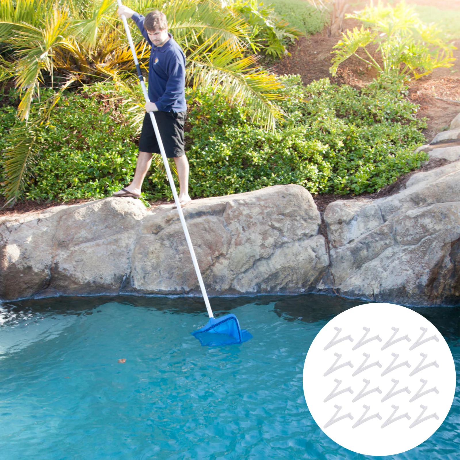 

24Pcs V Shape Pool Clips Practical Design for Skimmer Net Vacuum Head Brush Handle Accessories Pool Clip V Clip