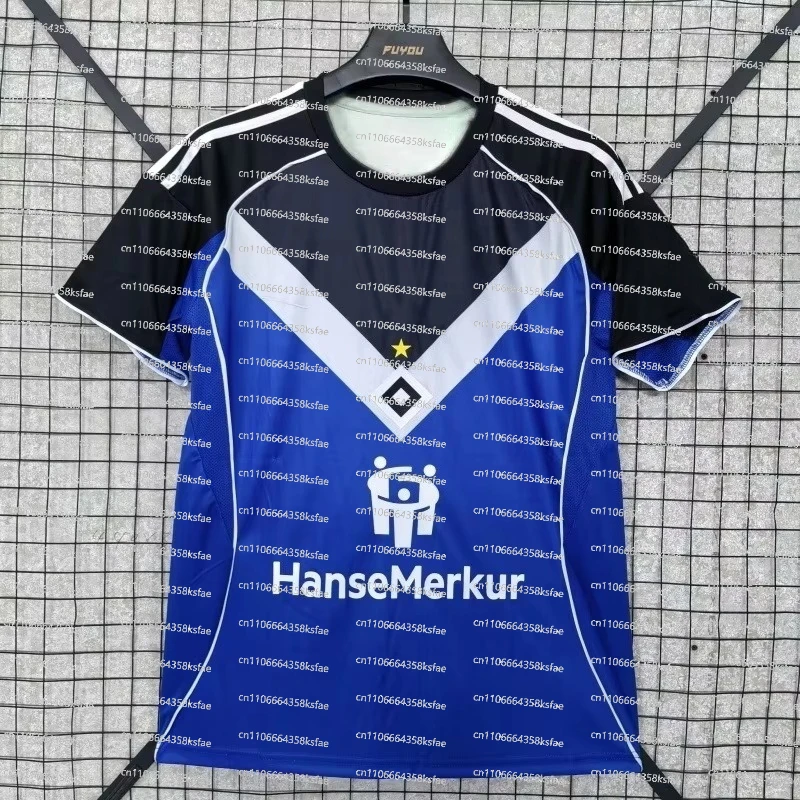 2025 New 3D Print Hamburg Jersey, AEROREADY Breathable Quick-Dry, Bundesliga Fan Training Short-Sleeve, Casual Sports Wear