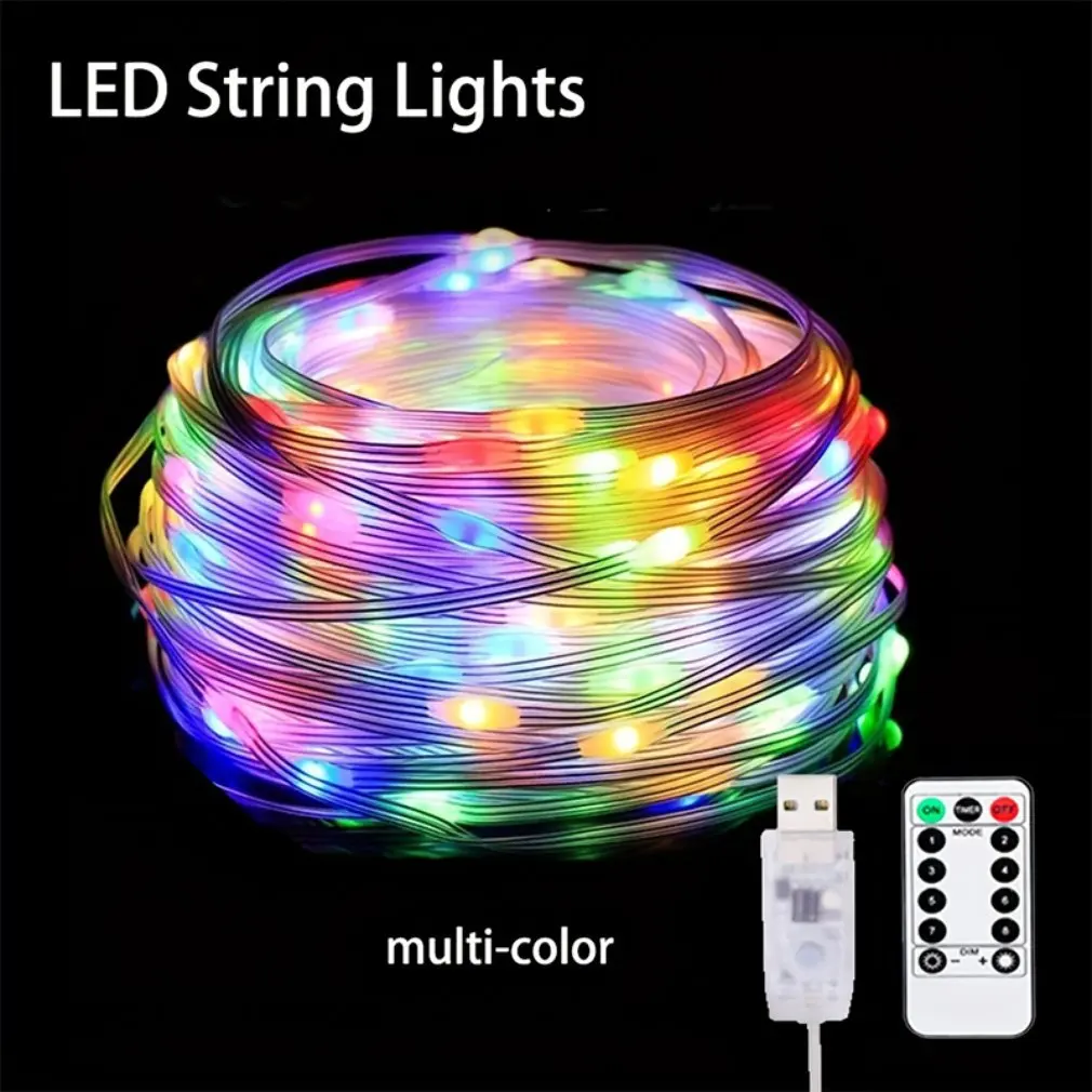 LED Strip Light USB Remote Control Light Outdoor Waterproof Leather String Lights Christmas Decor Colorful Magic Room Decor Lamp