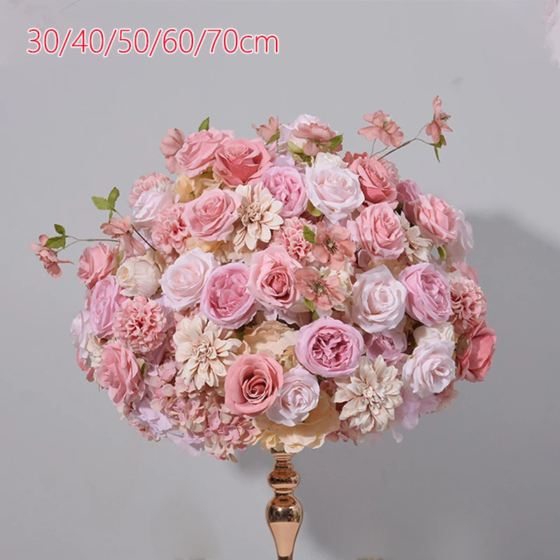 70/60/50/40cm pink Large Flower Ball Artificial Table Centerpiece for Event Wedding Decor Road Lead Floral Arrangement Bouquet