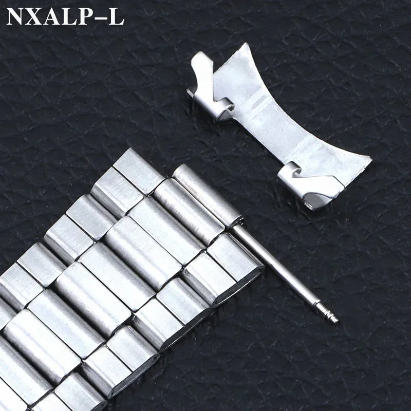 Curved End Watchband Stainless Steel Strap 20mm 22mm Metal Bracelet Folding Buckle Universal Accessories Replacement Watch Band