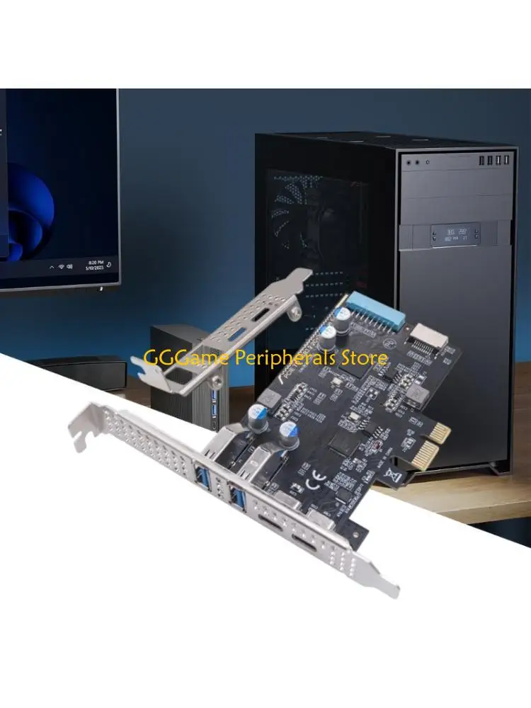 U55B PCIE Expansion Card PCIE To 4 Port Type C Type E 19Pin Fast Data Transfer 5Gbps