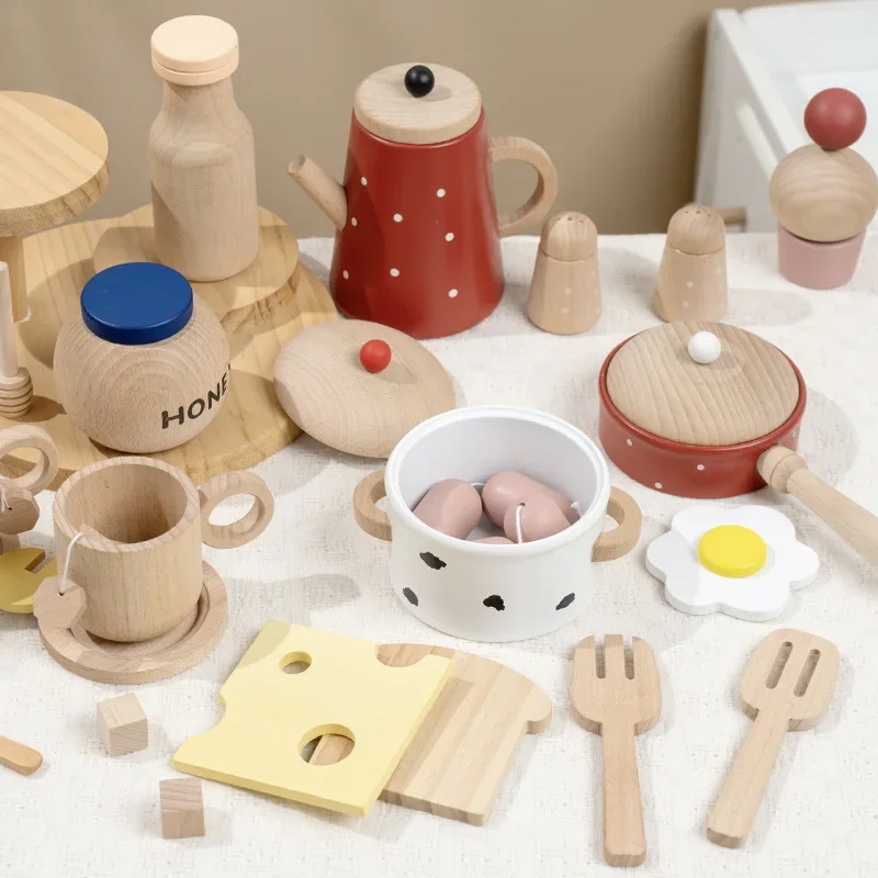Montessori Kinderspeelhuis Keukenset Speelgoed Educatief Simulatie voor kinderen Houten speelgoed Groentepot Model Fantasiespeelgoed