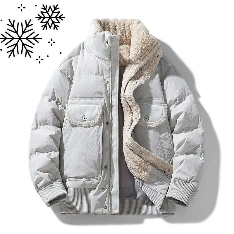 

US High-Street Workwear Spliced Jacket with 90% Down Fill, Windproof Winter Coat for Street Style and Urban Exploration