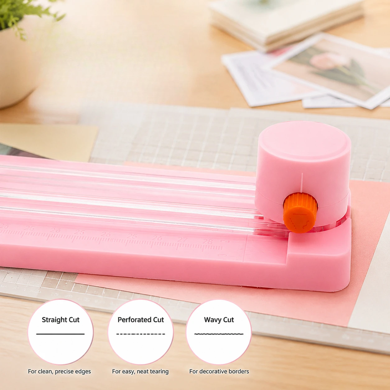 Taglierina per Carta 3-in-1 con Righello Integrato, Strumento di Precisione per Taglio e Piegatura per Foto, Cartoline, Scrapbooking e Forniture di Cancelleria