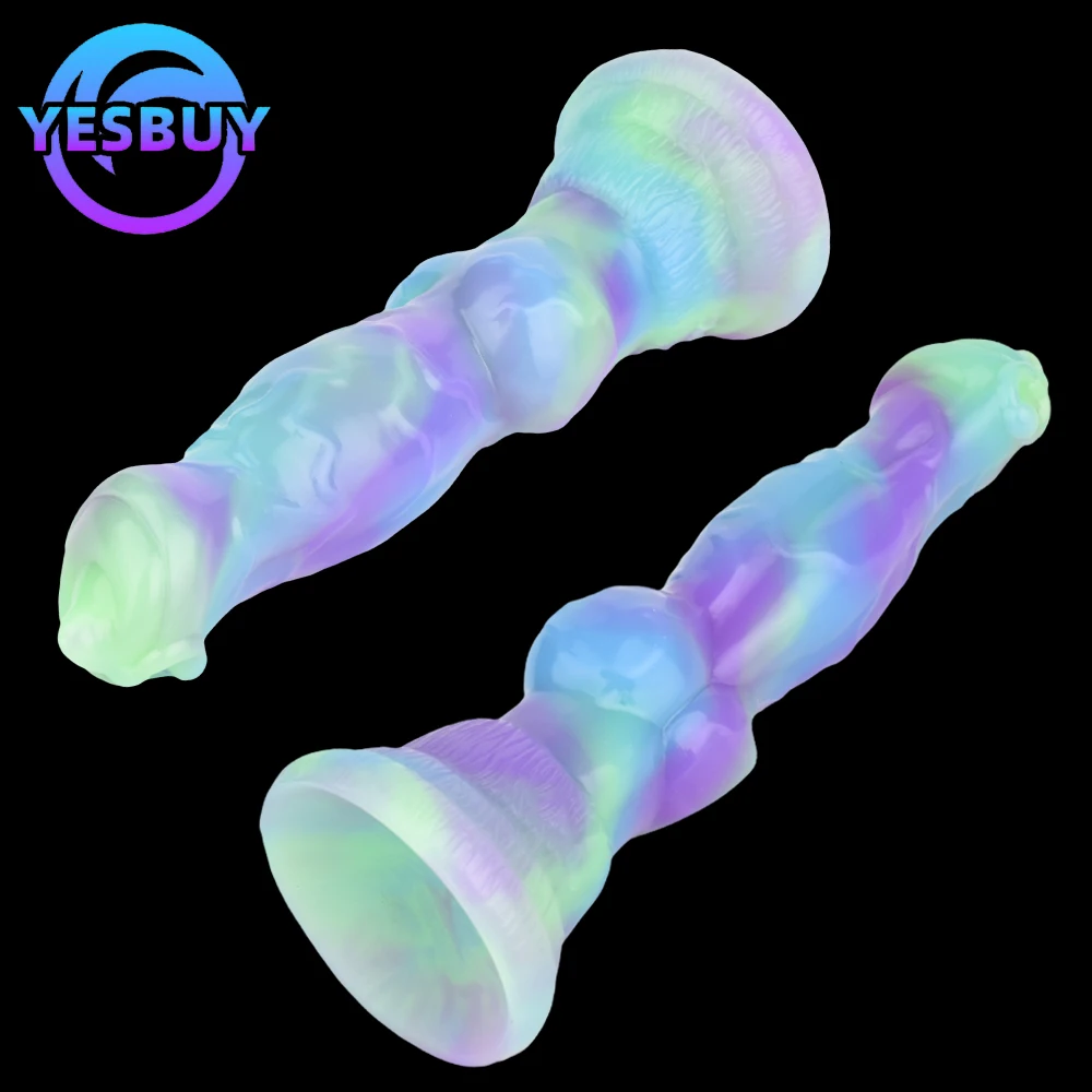 

YESBUY Fantasy Wolf Dildo Colorful Animal Knot Penis Butt Plug For Female Male Anus Clitoris Massager Erotic Adult Anal Sex Toy