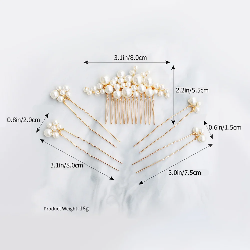 5 قطع من دبابيس الشعر اللؤلؤية، مجموعة مشط أنيقة لحفلات الزفاف، إكسسوارات شعر نسائية، غطاء رأس أنيق عصري