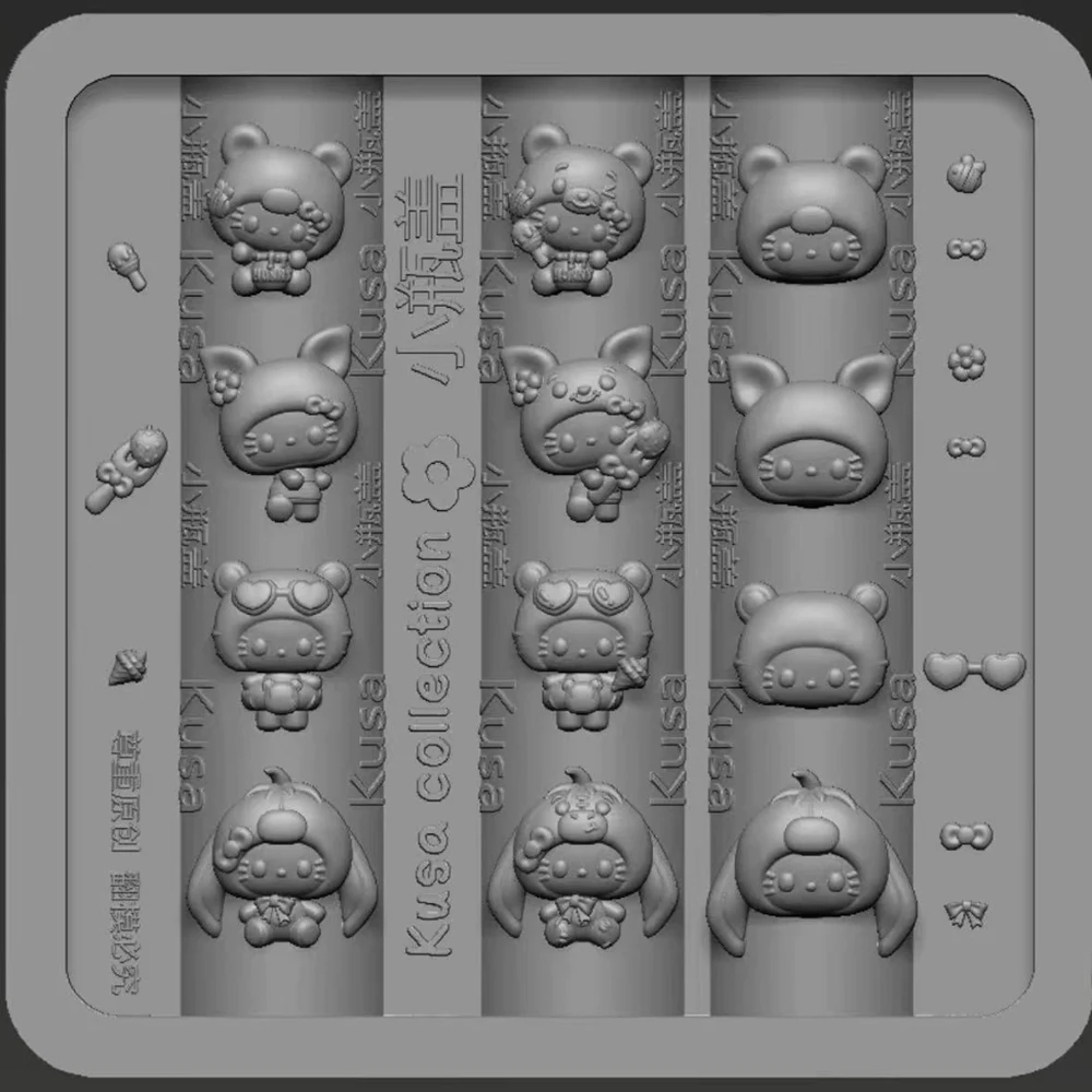 

Sweet Lovely Hello Kitty Silicone Nail Art Carving Mold Cartoon Ear Headgear Flower Bee Honey Strawberry Glasses Nail Art Decora