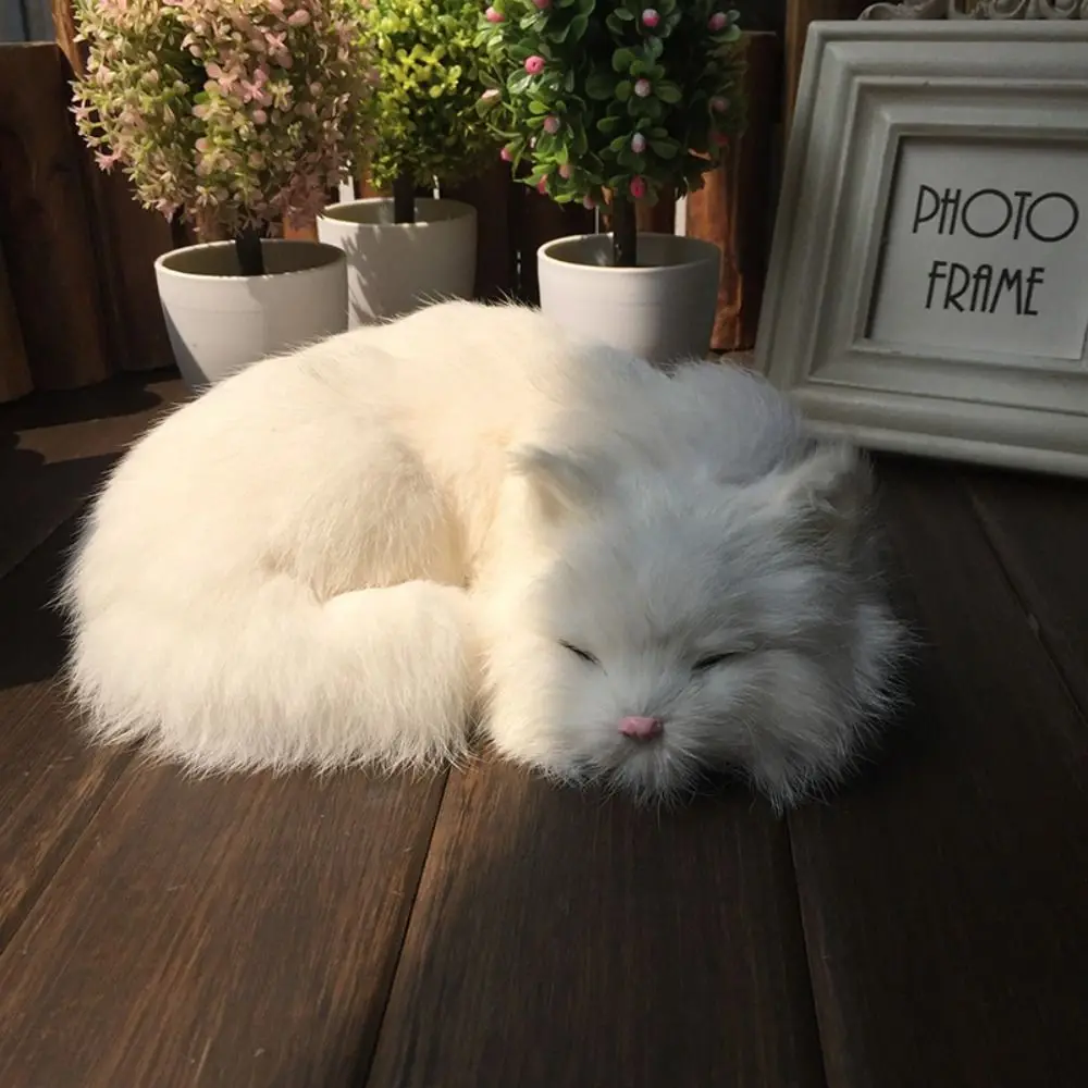

Realistic Simulation Cat Toy Mini Fur Animal Simulation Cat Doll Creative Lifelike Plush Cat Toy Car Ornaments