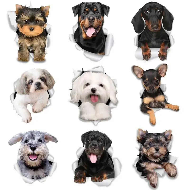 3D Pet Dog Wall Stickers Animal Home Decoration for Wall Toilet Stairs Cabinet Refrigerator Door Waterproof Room Vinyl Decals