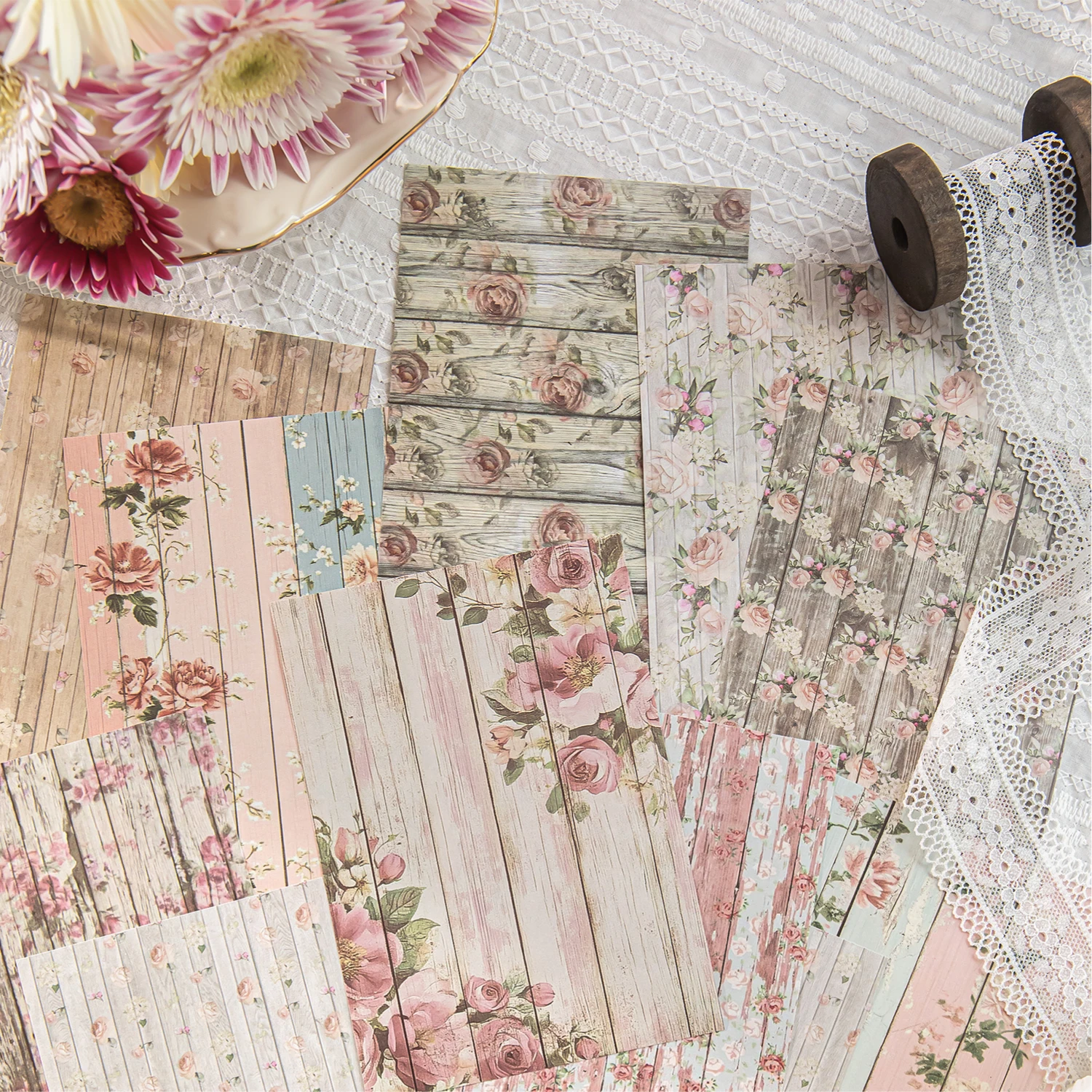 JIANQI 30 Blatt Dekor Scrapbook Vintage Materialien Papier Combo Kit DIY Junk Journal Collage Fotoalbum Retro Hintergrundpapier