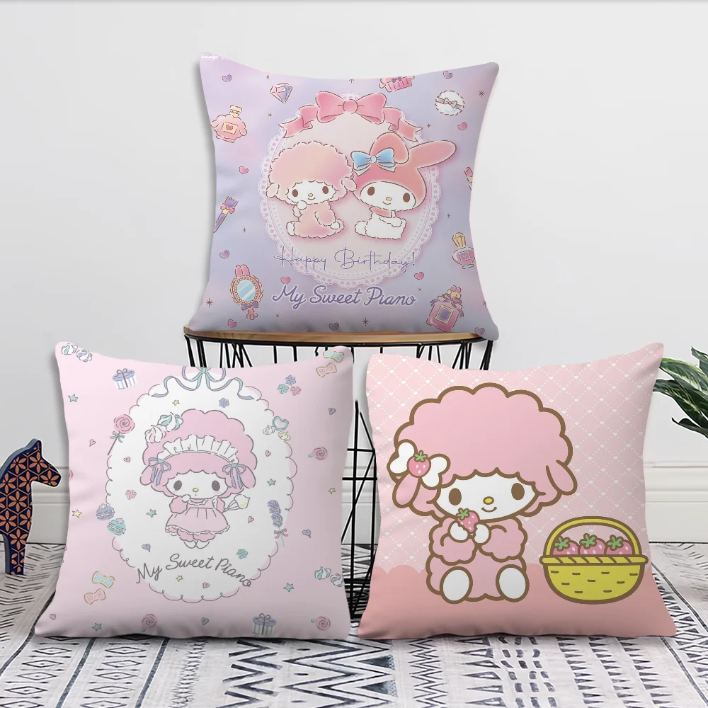 MINISO Cute My Sweet P-Piano cushion Sofa Living Room Bedroom Headboard Backrest Cushion Square Cushion Nap Time Pillow Case