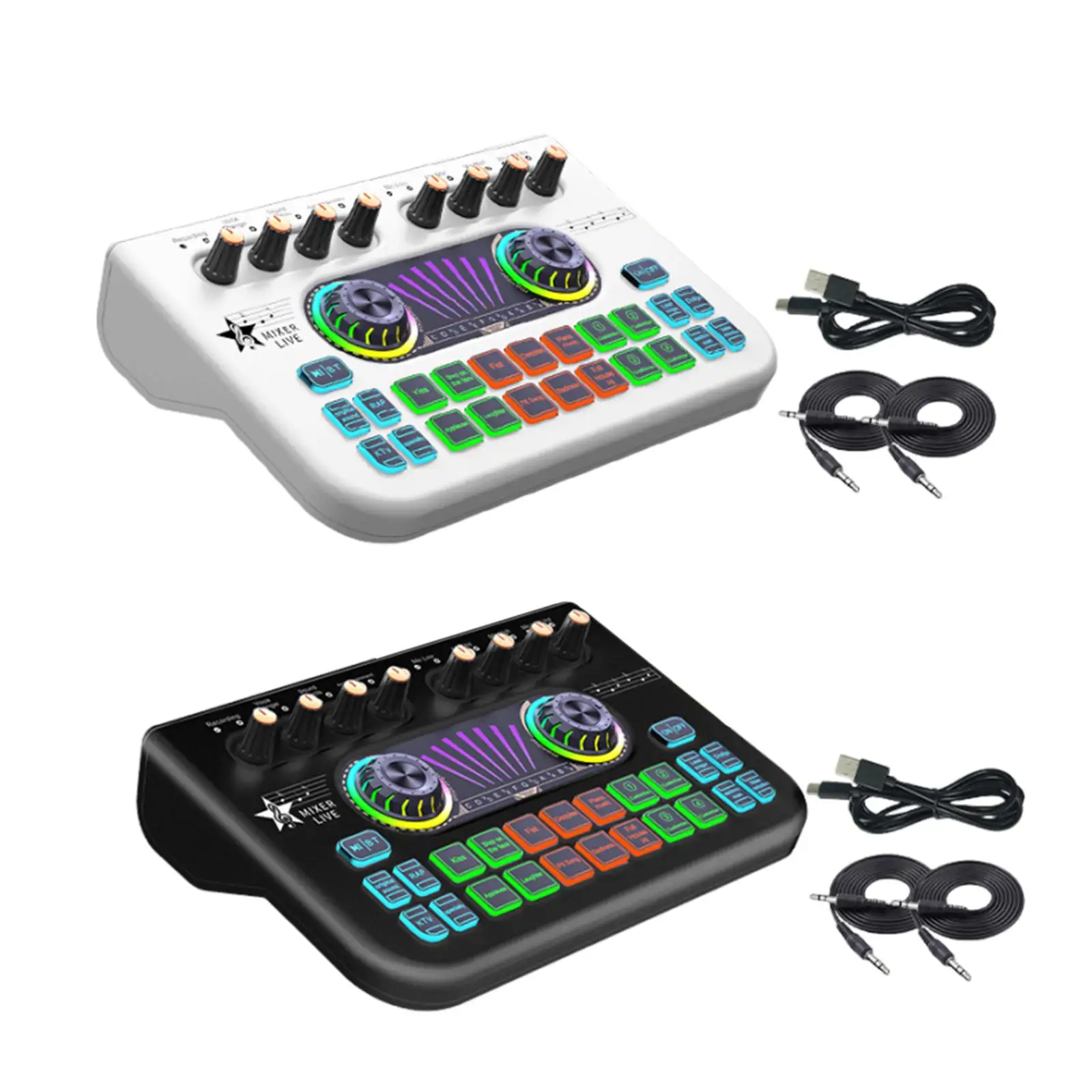 Mixer de Áudio Externo Universal com Múltiplos Efeitos Sonoros, Profissional Live Sound Card, Home Music Broadcast, PC, Telefone, KTV