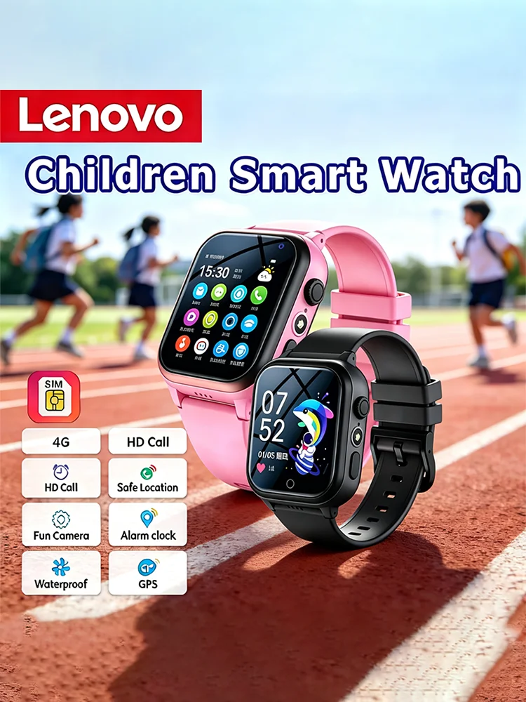 Lenovo 2026 Neue 4G GPS Wasserdichte Kinder-Smartwatch mit SIM-Karte, Anruf- und Kamerafunktion, Mini-Elektronische Uhr, Geburtstagsgeschenk für Kinder
