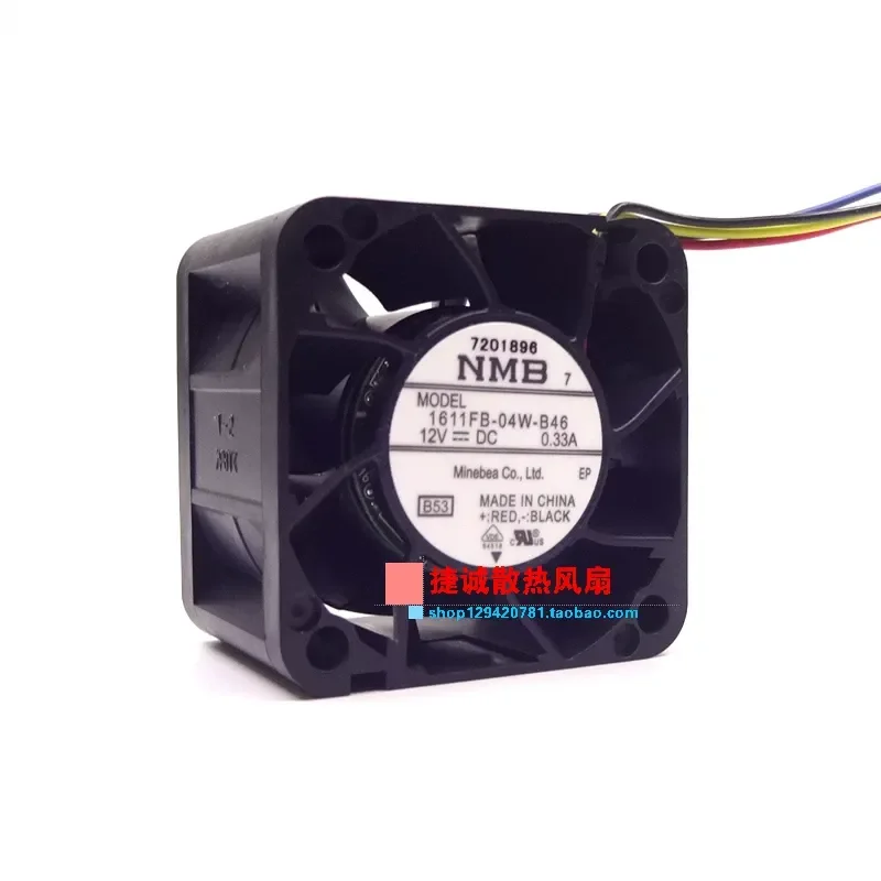 Original NMB 1611FB-04W-B46 12V 0.33A 4028 4CM 4-Wire PWM Speed Regulating Cooling Fan for Electronics