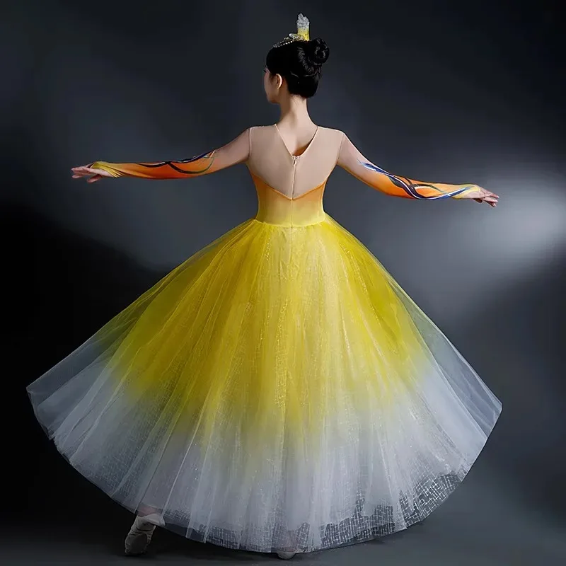 New Opening  Big Swing Skirt Dance Costume Women's Atmospheric Gauze Skirt Modern Dance Song and Dance Performance Costume