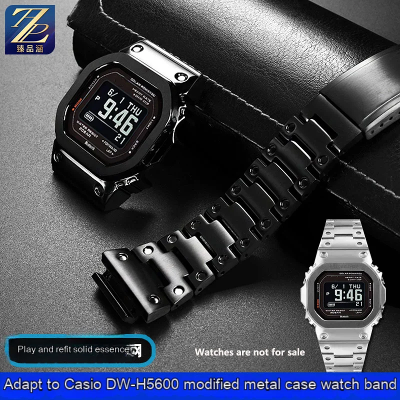 High quality stainless steel strap+watch case set for Casio small square DW-H5600 series modified metal watch case and strap