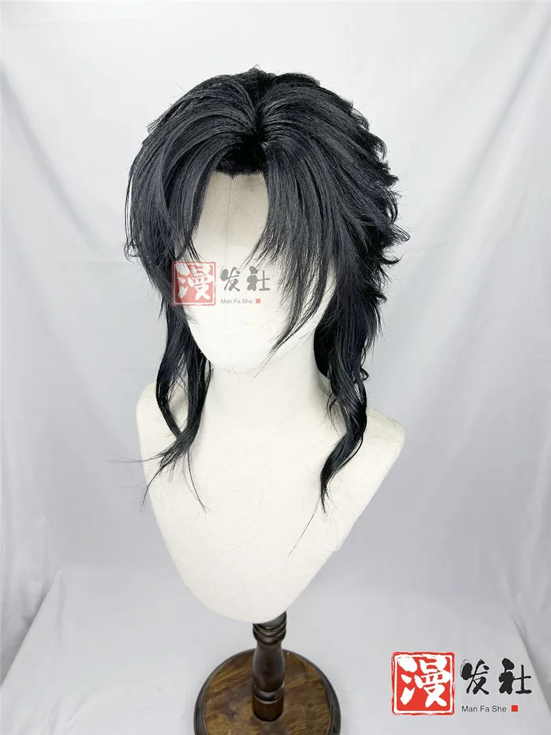Estilo preto homem cego perucas cosplay anime do tumba perdida preto longo cosplay perucas anime penteado personalizado perucas adereços
