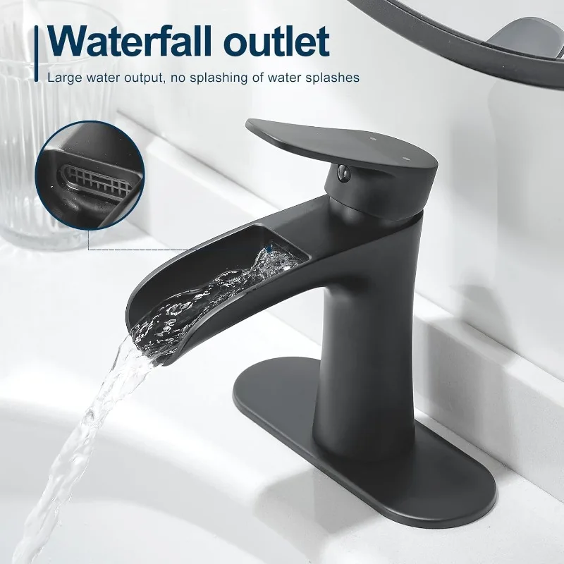 Matte Black Modern Single Handle Bathroom Faucets for 1 or 3 Hole Bathroom Sink Faucet Mixer Ta