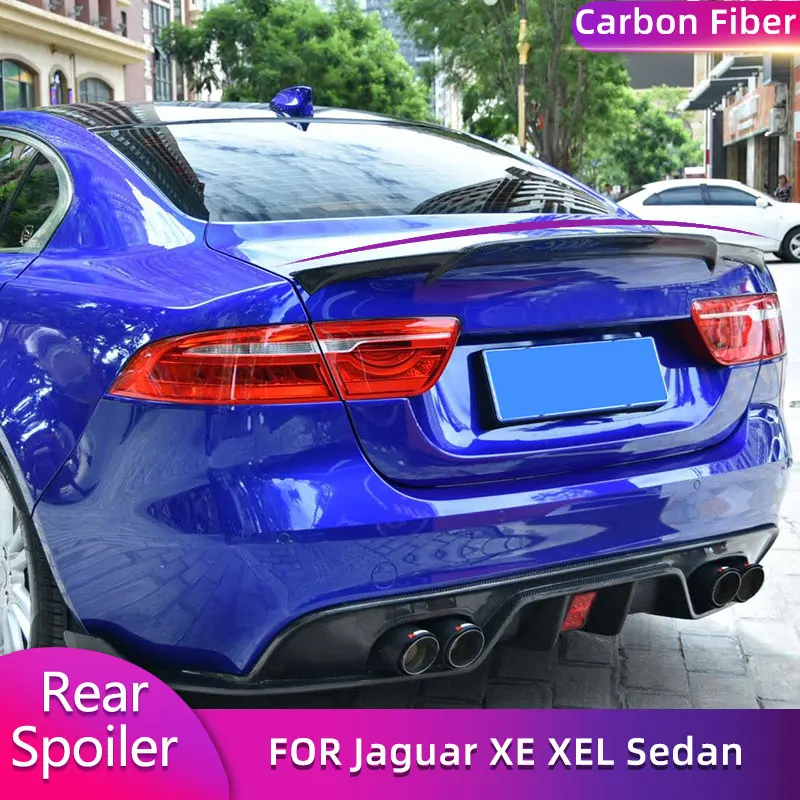 ألياف الكربون الخلفي الجذع المفسد أجنحة ل جاكوار XE XEL سيدان 4-Door 2015-2018 سباق السيارات الخلفي سبويلر التمهيد الجناح الشفاه طقم الجسم