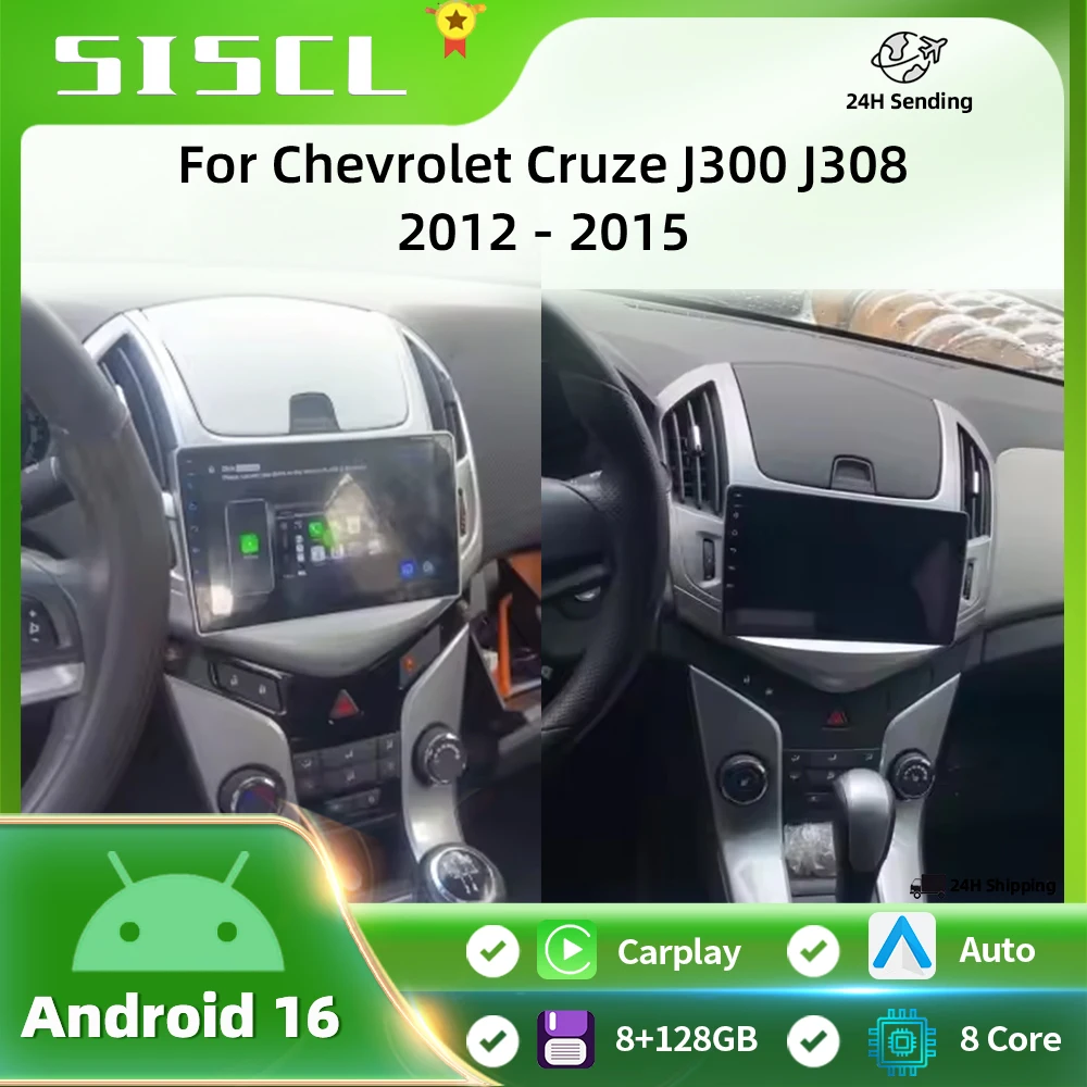 

9" Android 16 Car Radio Video Player For Chevrolet Cruze J300 J308 2012 2013 2014 2015 GPS DSP Serero Auto Carplay 8G 1256G