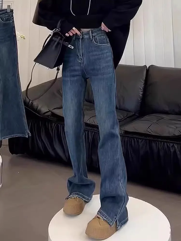 

Women'S Looks Jeans For Women High Waist Thermal Winter Warm Fleece Lined Thickened Ladies Cozy Female Denim Trousers Fashion