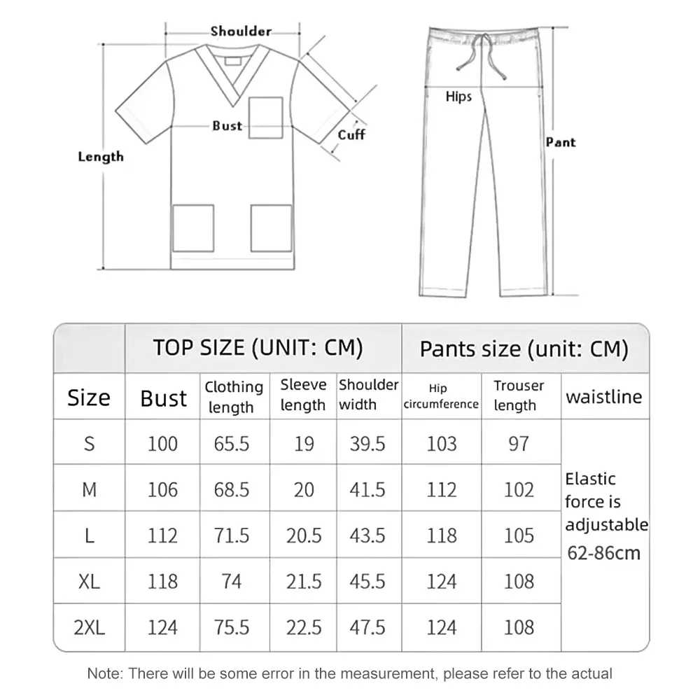 Unisex Medical Uniform Surgical Uniforms Woman Scrub Set Beauty Salon Workwear Clinical Scrubs Tops Pant Doctor Nursing Suit Men