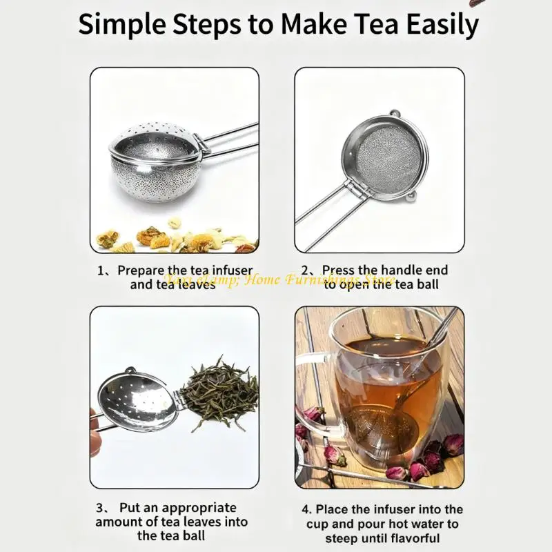W8EA Flat Teas Infusers Stainless Steel Construction Filter Mesh Dishwasher Friendly Strainer For Home Office Travel