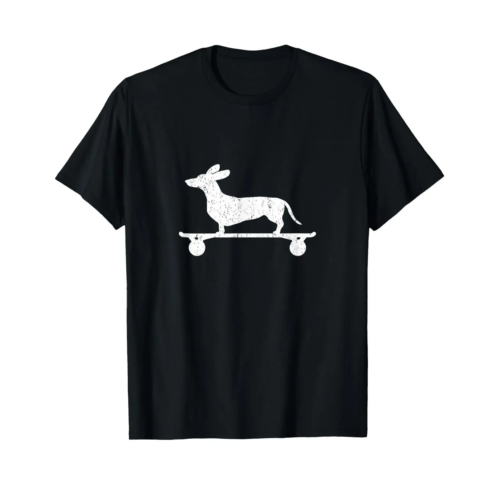 Cute Dachshund on a Skateboard Funny Wiener Dog T Shirt vintage Washed Soft graphic fashion Unisex homme designer clothes