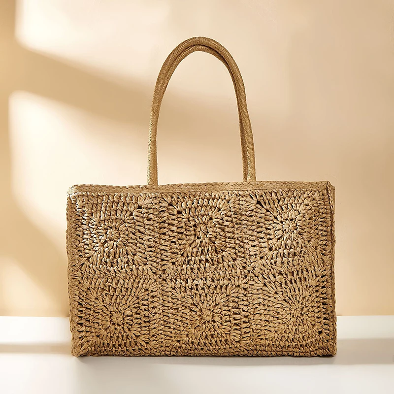 Tote Handbag Shoulder Bag For Women Straw Woven Beach 2023 New Summer Braided Large Fashion Party Shopping Female Simple Bags