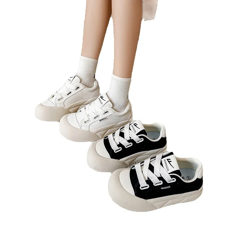 Witte dames skateschoenen met dikke zool casual sneakers mode_voghion.com