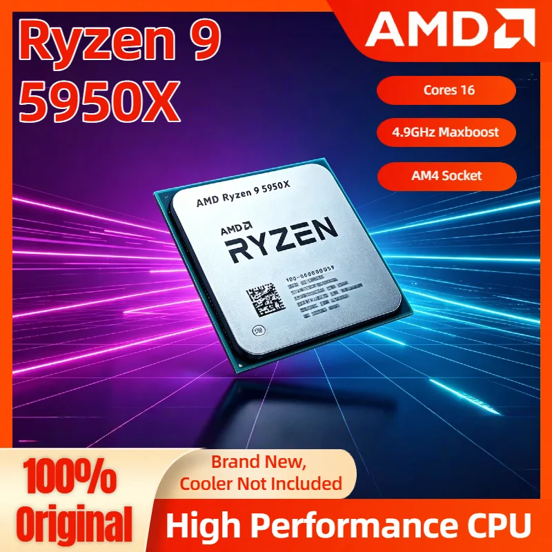 AMD Ryzen 9 5950X Nuevo, 16 Núcleos, 3.4 GHz, Serie 5000, Vermeer Zen 3, Socket AM4, 105W, 16 Núcleos, 32 Subprocesos, Ryzen 9 3.
