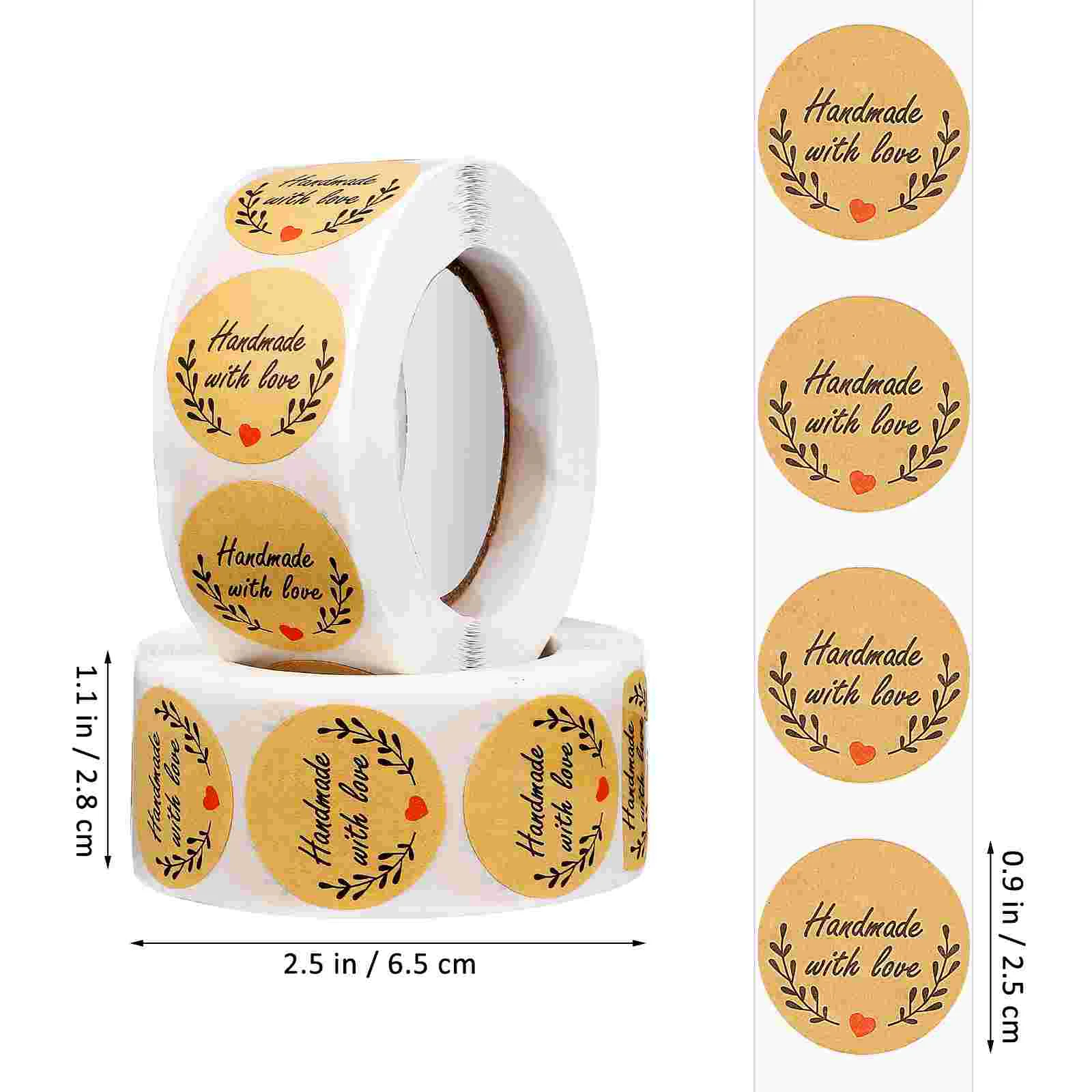 2 Rolls Baking Packaging Label Kraft Paper Stickers Bakery Seal Handmade Labels