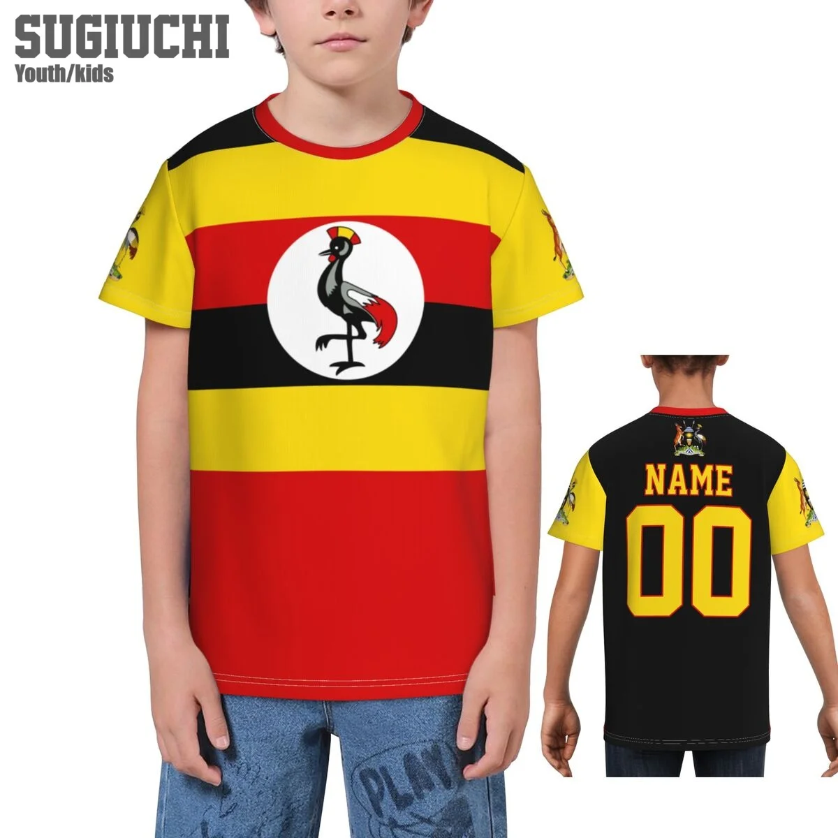 Custom Name Number Uganda Flag Emblem 3D T-shirts For Kids Youth Boy/Girl Tees jersey Soccer Football Fans Gift T shirt